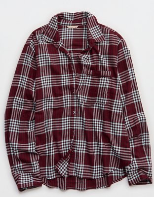 Aerie Checked Out Flannel Oversized Top