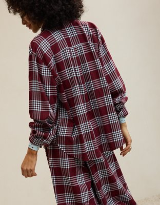 Aerie Checked Out Flannel Oversized Top