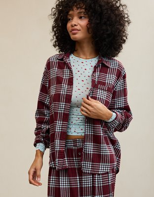 Aerie Checked Out Flannel Oversized Top
