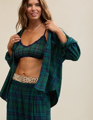 Aerie Checked Out Flannel Oversized Top