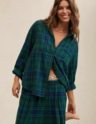 Aerie Checked Out Flannel Oversized Top