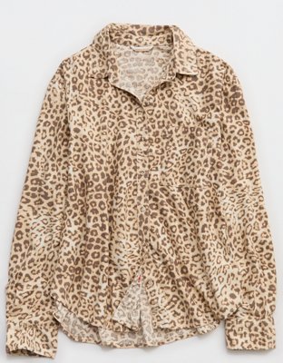 Aerie Checked Out Flannel Oversized Top