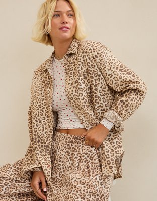 Aerie Checked Out Flannel Oversized Top