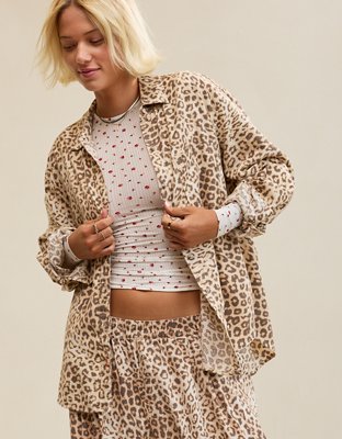 Aerie Checked Out Flannel Oversized Top