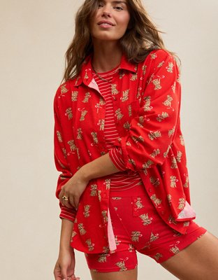 Aerie Checked Out Flannel Oversized Top