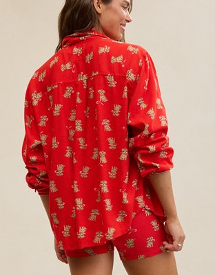 Aerie Checked Out Flannel Oversized Top