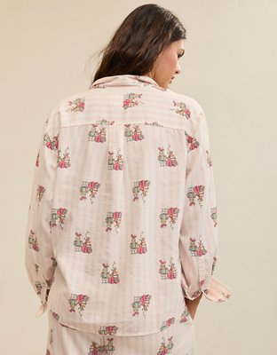Aerie Checked Out Flannel Cindy Lou Oversized Top