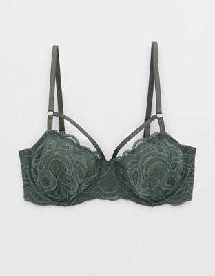 Shadowplay Lace Unlined Plunge Bra in Green