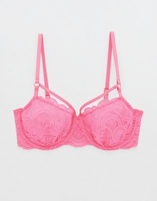 Garden Maze Lace Unlined Plunge Bra in Pink