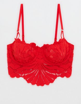 Bralette With Lace Details - Red – Shaws Department Stores