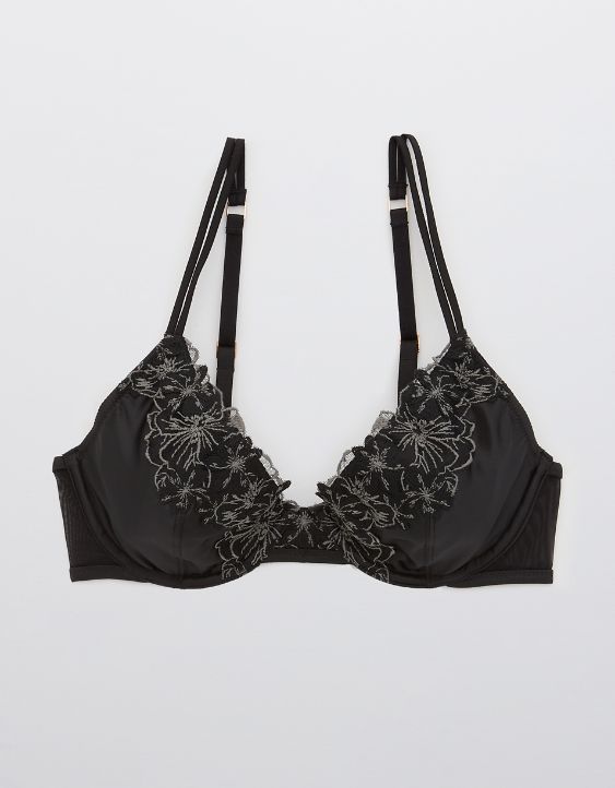Aerie Real Power Unlined Shine Embroidery Bra