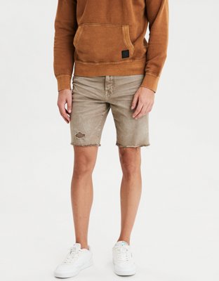 brown denim shorts
