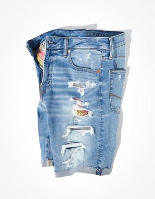 Ripped jean shorts mens cheap american eagle