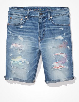 Ripped jean shorts mens cheap american eagle