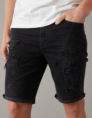 AIREI Black Chain Link Denim Shorts
