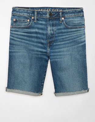 american eagle midwaist ripped blue denim shorts!