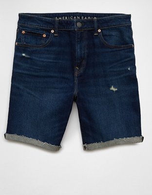 QZH.DUAO Men's Ripped Denim Shorts & Jeans, 1# Dark Blue, 40