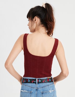 Женские топы American Eagle AE Square Neck Ribbed Tank — фото 2