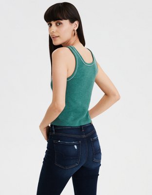 Женские топы American Eagle AE Contrast Cropped Tank Top — фото 2