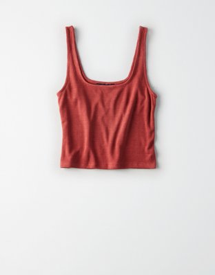 Женские топы American Eagle AE Square Neck Textured Cropped Tank Top — фото 3
