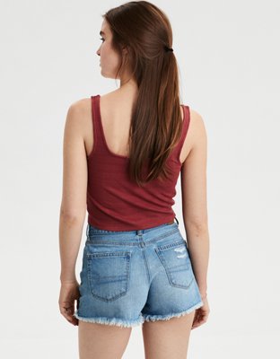 Женские топы American Eagle AE Square Neck Textured Cropped Tank Top — фото 2