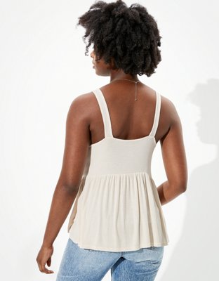 Ae Soft And Sexy Henley Peplum Tank Top