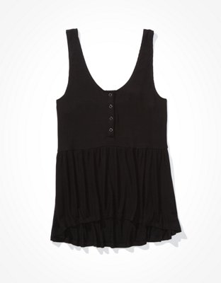 Женские топы American Eagle AE Soft & Sexy Henley Peplum Tank Top — фото 3