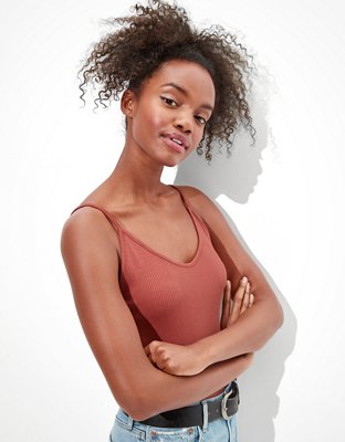 Cute Basic Bodysuit - Rusty Rose Bodysuit - Ribbed Cami Bodysuit