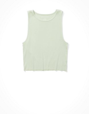 Image of AE Cropped High Neck Tank Top Women's Green M