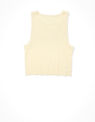 Image of AE Cropped High Neck Tank Top Women's Yellow XXS