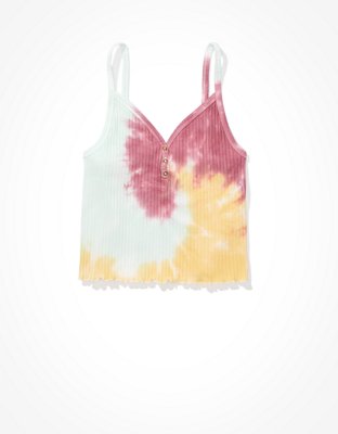 Женские топы American Eagle AE Tie-Dye Henley Crop Cami — фото 3