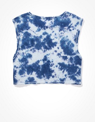 AE Tie-Dye Twist-Sleeve Muscle Tank Top