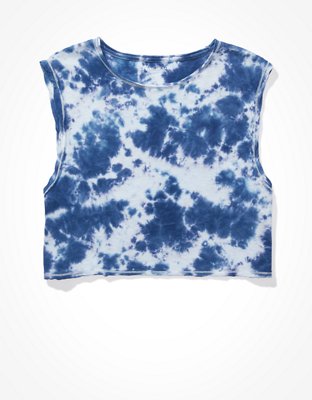 AE Tie-Dye Twist-Sleeve Muscle Tank Top