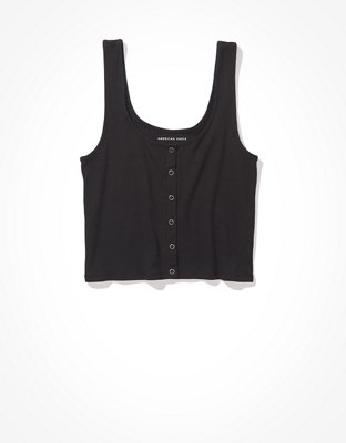 Женские топы American Eagle AE Cropped Snap-Front Tank Top — фото 3