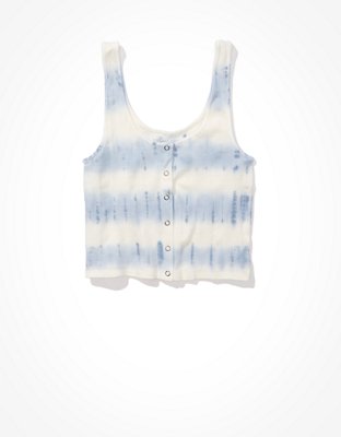 Женские топы American Eagle AE Cropped Tie-Dye Snap-Front Tank Top — фото 3