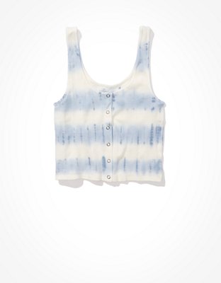 AE Cropped Tie-Dye Snap-Front Tank Top