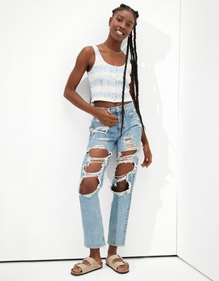 Женские топы American Eagle AE Cropped Tie-Dye Snap-Front Tank Top — фото 4