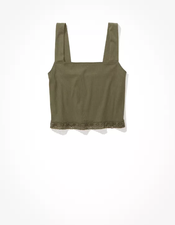 AE Cropped Square Neck Tank Top