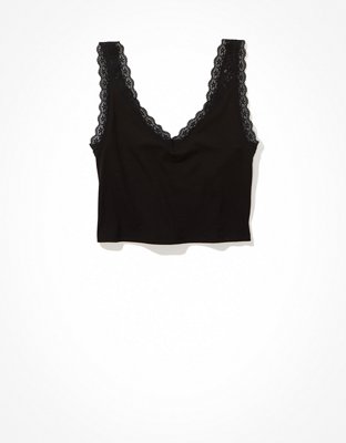Женские топы American Eagle AE Cropped Lace Trim V-Neck Tank Top — фото 3