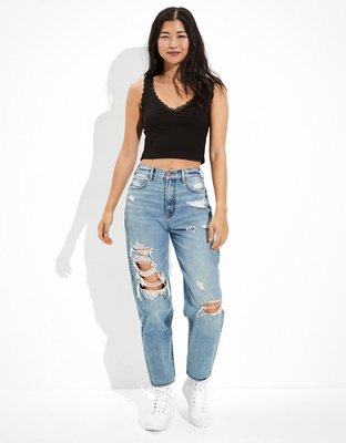 Женские топы American Eagle AE Cropped Lace Trim V-Neck Tank Top — фото 4