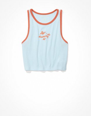 Женские топы American Eagle AE Cropped High Neck Graphic Tank Top — фото 4
