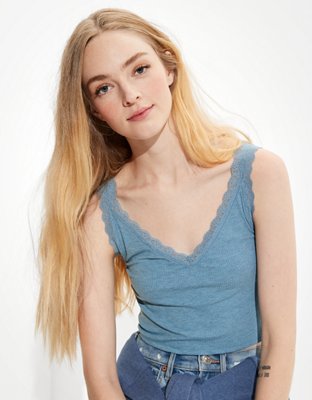 WornOnTV: Kiela's blue lace trim tank on Grown-ish