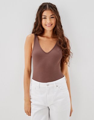 AE Ribbed V-Neck Bodysuit | AE