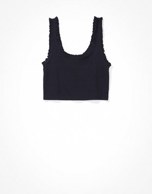 Женские топы American Eagle AE Cropped Ruffle Trim Tank Top — фото 4