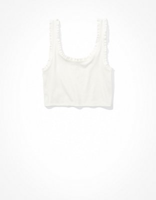 AE Cropped Ruffle Trim Tank Top