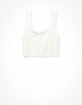 AE Cropped Ruffle Trim Tank Top