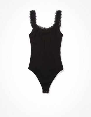 Black Ana Ribbed Bodysuit - ELISON RD.