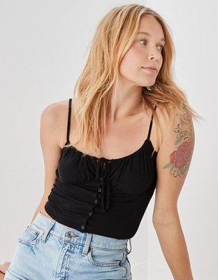 AE Cropped Tie-Front Corset Cami