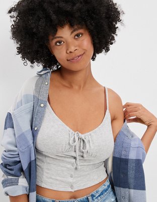 AE Cropped Tie-Front Corset Cami