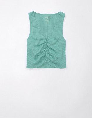 Cinch-Front Tank Top Cropped AE